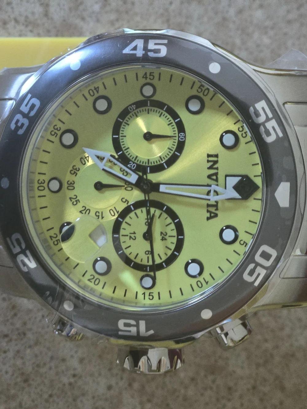 Invicta Men's Stainless Steel Chronograph Watch - Yellow Dial